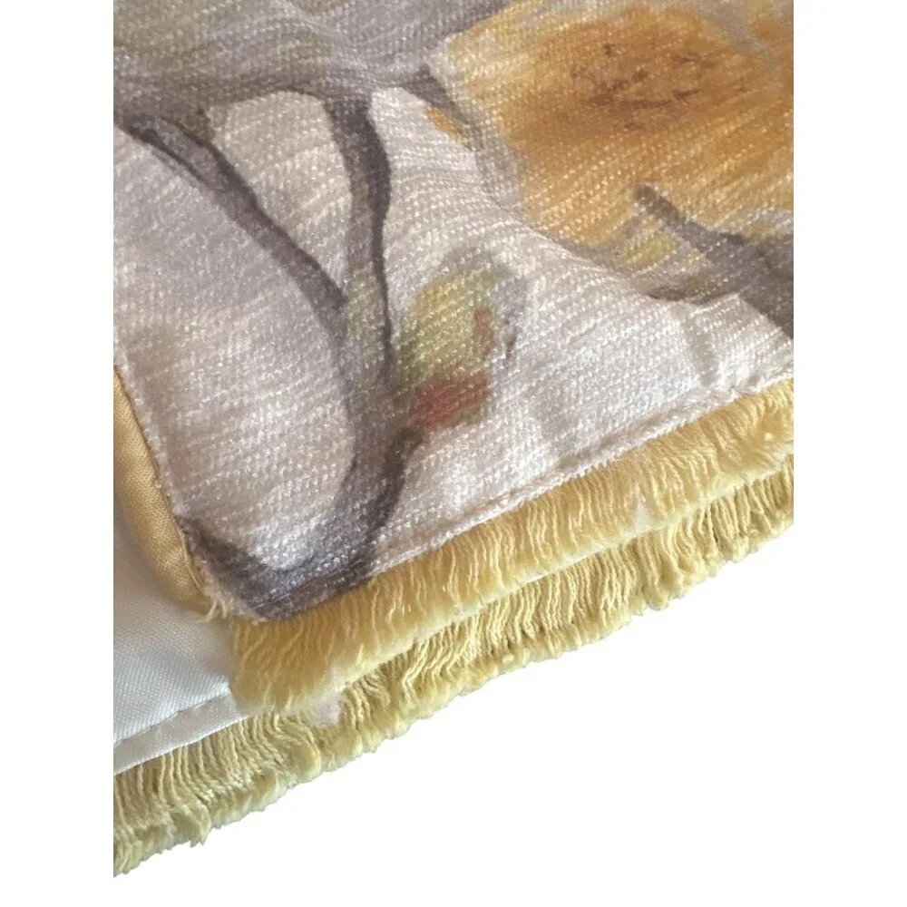 Nicole Miller‎ Home Yellow & Gray Floral Table Runner With Beaded Details